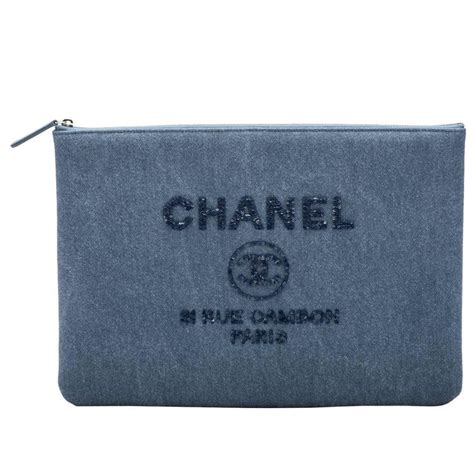 chanel clutch handbag|Chanel denim clutch.